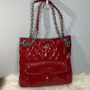 Coach Poppy Cherry Red Liquid Gloss Patent Leather Quilted Bag 2011